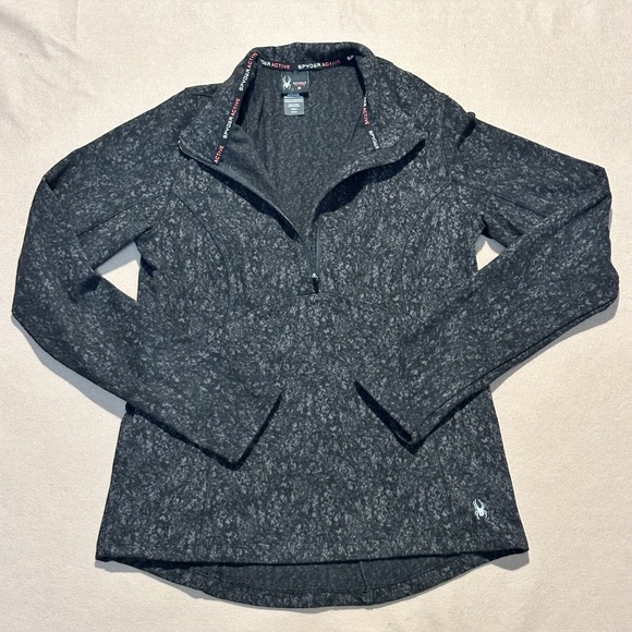 Spyder Tops - Medium Gray black Spyder Active 1/4 zip long sleeve pullover